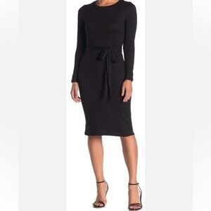 Bailey Blue black knit light sweater belted dress Sz L